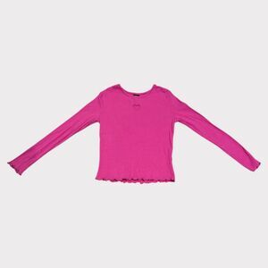 Art Class Pink Ribbed Lettuce Hem Long Sleeve Top – Size XL (14)